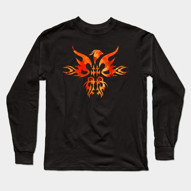 Fire Phoenix Bird Long Sleeve T-Shirt by Nartissima